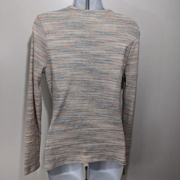 Madewell Space Dye Faux Wrap Top L Knit Long Sleeve Preppy Classic #1010 - Picture 12 of 13
